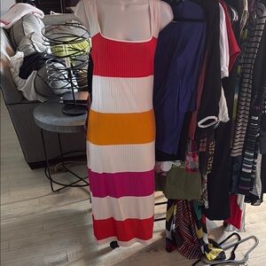 Ted Baker Red, Pink, Orange, and White Maxi Dress